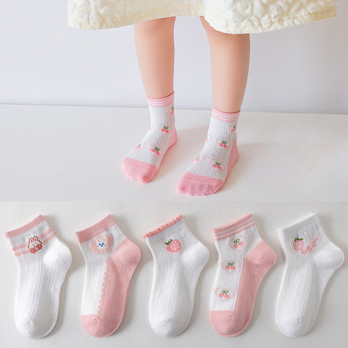 Wholesale Set of 5 Pairs for Summer Children's Cartoon Thin Breathable Cotton Socks JDC-SK-Pingt007