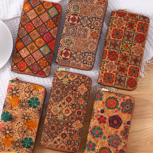 Wholesale PU Multi-function Bohemian Wallet Wood Grain Multi-card Slots Women's Wallet JDC-WT-HuLi001