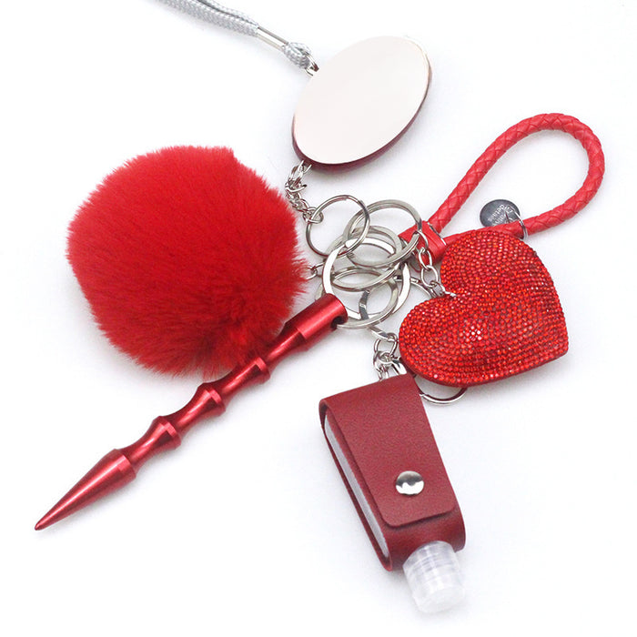 Wholesale Plush Heart Diamond Keychain 7-piece Set JDC-KC-TouMS076