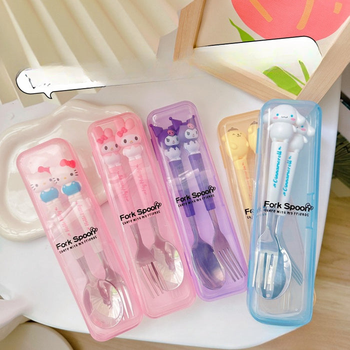 Wholesale Children's Stainless Steel Portable Tableware Set with Silicone Handle JDC-SN-CXR001
