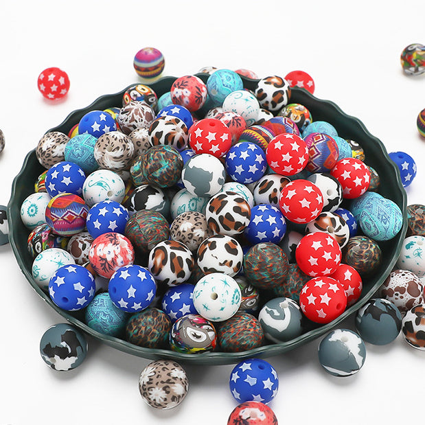 Wholesale 50pcs Leopard Print Silicone Beads JDC-BDS-HongZhou021