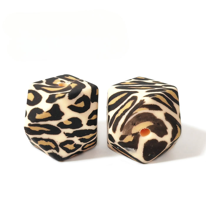 Wholesale 50pcs Hexagonal Leopard Print Silicone Beads JDC-BDS-HongZhou016