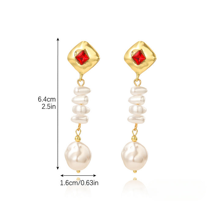 Wholesale Irregular Long Pearl Earrings JDC-ES-ManY052