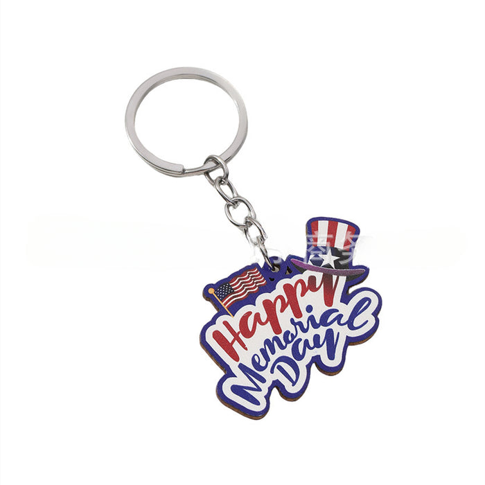 Wholesale Wooden Independence Day Keychain JDC-KC-RongRui006