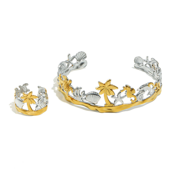 Wholesale Gold-Plated Stainless Steel Bracelet with Marine Elements