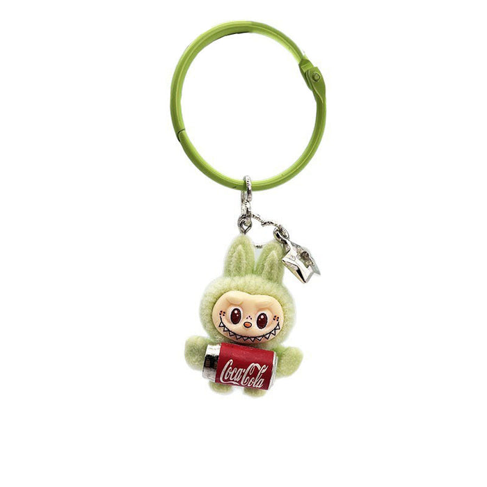 Wholesale Cute resin plush cola bottle keychain pendant plush toy doll bunny bag hanging decoration