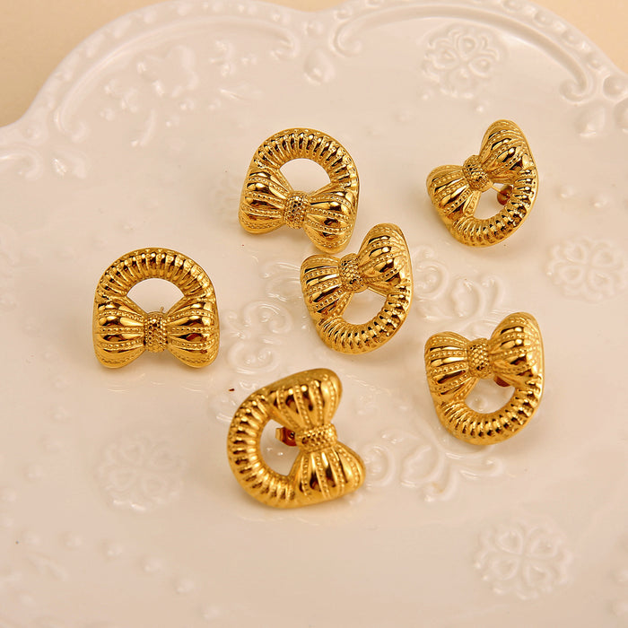Wholesale Original design, high-end stainless steel bow earrings, trendy and personalized bow tie earrings
