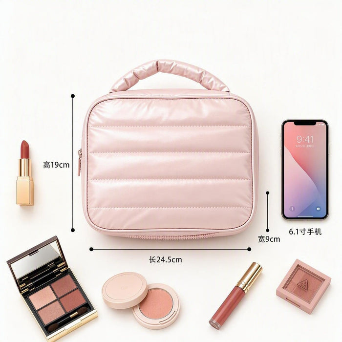Wholesale Quilted Light Pink Women S Makeup Bag Large Capacity Travel Toiletry Organizer Home Storage Chic