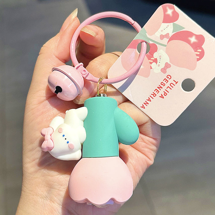 Wholesale Cute Rabbit Flashlights Drip Glue Keychain JDC-KC-LingY025