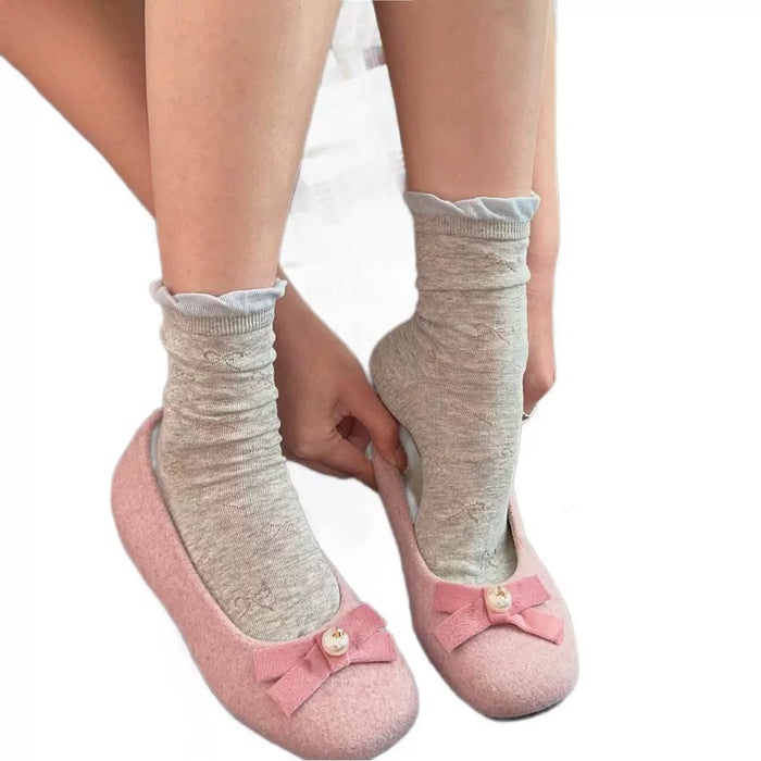 Wholesale Bow tie pile socks, mesh eye tube socks, boneless breathable