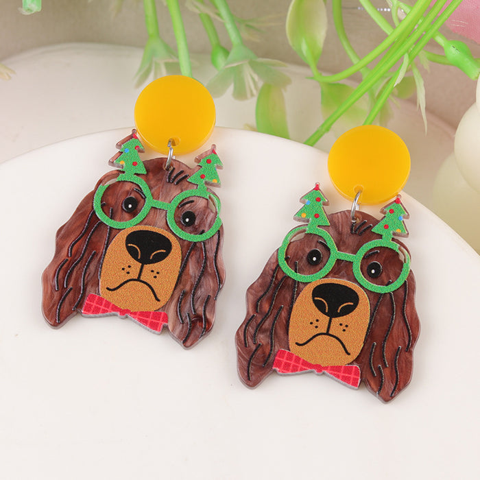 Wholesale Cartoon Christmas Series Elk Gloves Acrylic Earrings Exaggerated Design Earrings