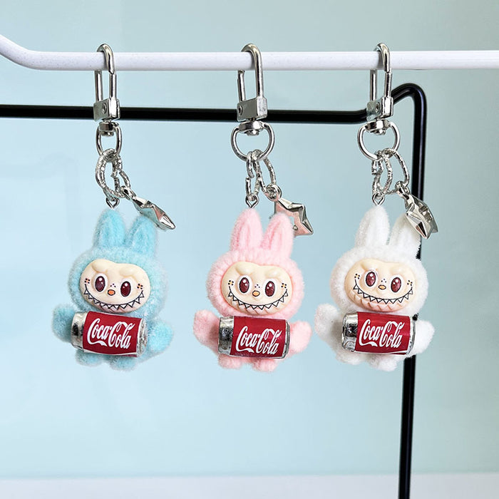 Wholesale Flocked Cola Cute Keychain Doll Cute School Bag Pendant Car Key Chain Mobile Phone Chain