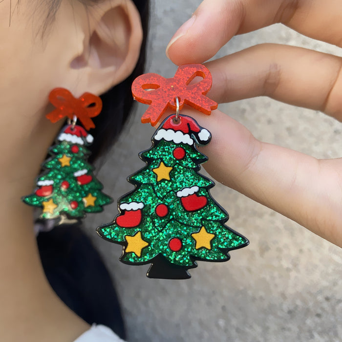 Wholesale New Year Christmas Acrylic Earrings Christmas Tree  Holiday Earrings