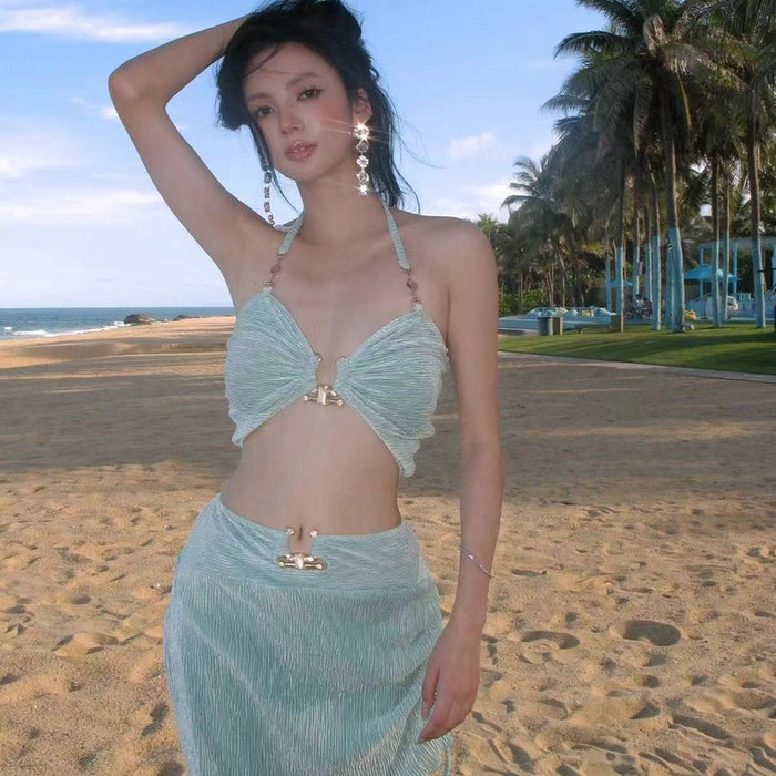 Wholesale New sexy split skirt style three piece bikini swimsuit