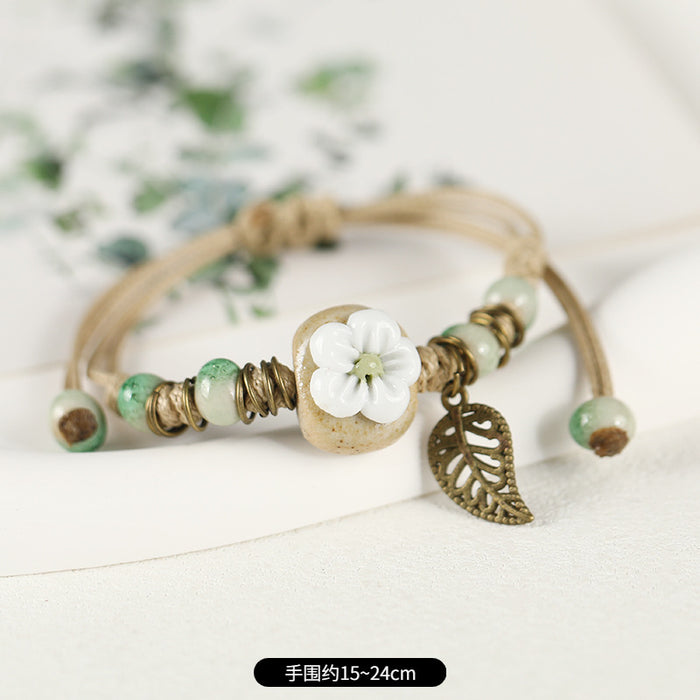 Wholesale Ceramic Flower Braided Bracelet JDC-BT-Luox002