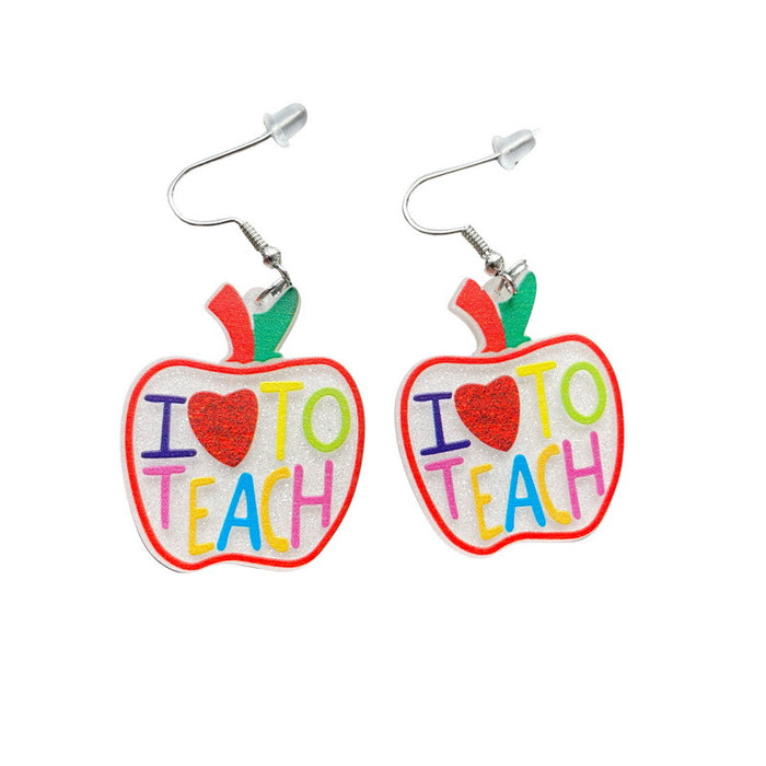 Wholesale Earrings Acrylic Teacher's Day Love Apple JDC-ES-Xuep064