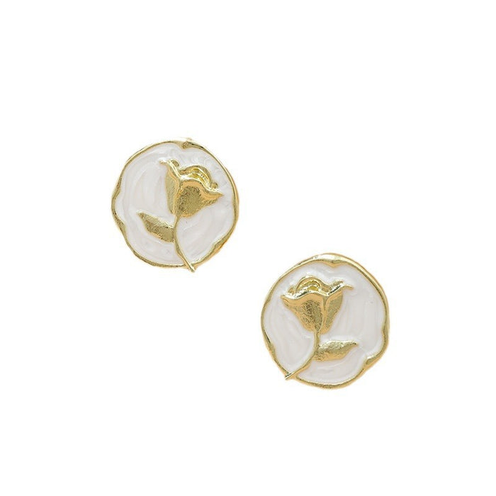 Wholesale Rose flower earrings, new niche design, high-end, light luxury, versatile accessories wholesale