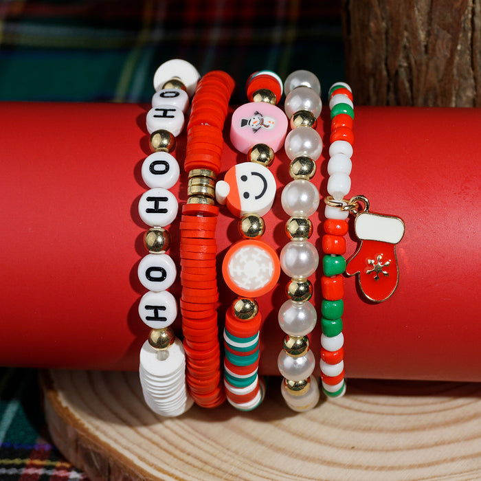 Wholesale Beaded Letter Combination Christmas Bracelet