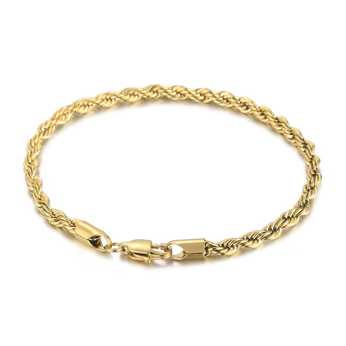 Wholesale 2pcs 18K Gold Two-color Twist Chain Stainless Steel Bracelet JDC-BT-KaLun001