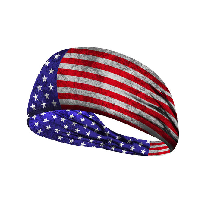 Wholesale American Flag Independence Day Stars Knotted Sweat Absorbent Sports Bundle Fabric Headband JDC-HD-YunQ002