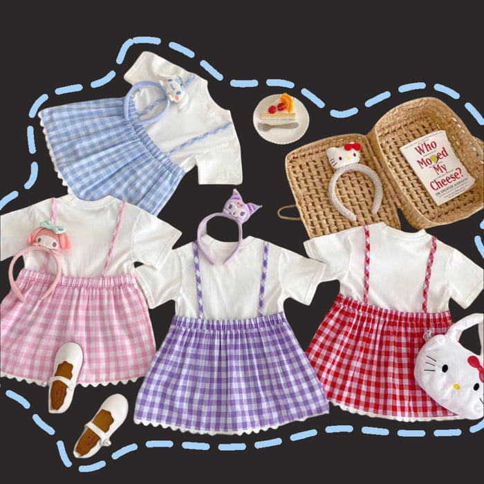 Wholesale Girls Dress Summer Baby Casual Cartoon Plaid JDC-CTS-xiaoHZ006