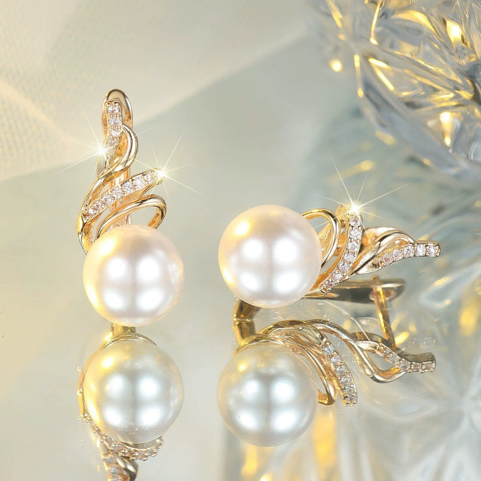 Wholesale Golden pearl earrings