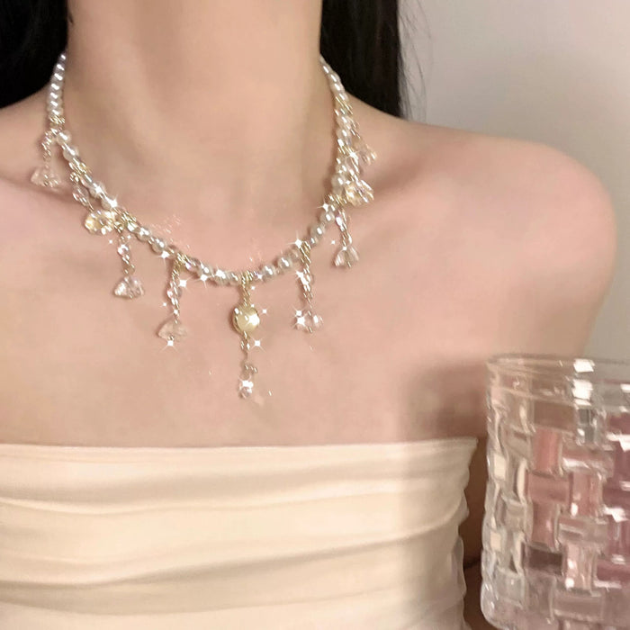 Wholesale Elegant Socialite Crystal Tassel Necklace Women's Zircon Clavicle Chain