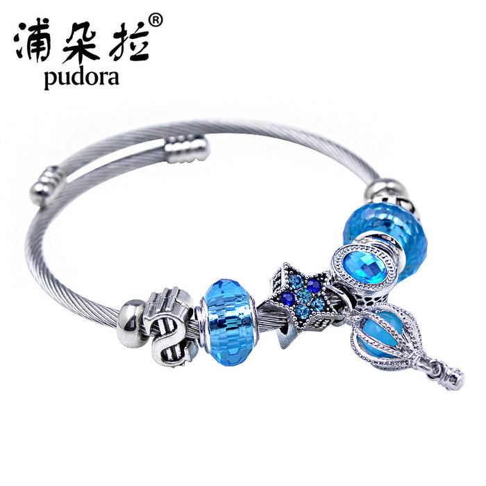 Wholesale New stainless steel bracelet, fashionable DIY bead bracelet, minimalist design