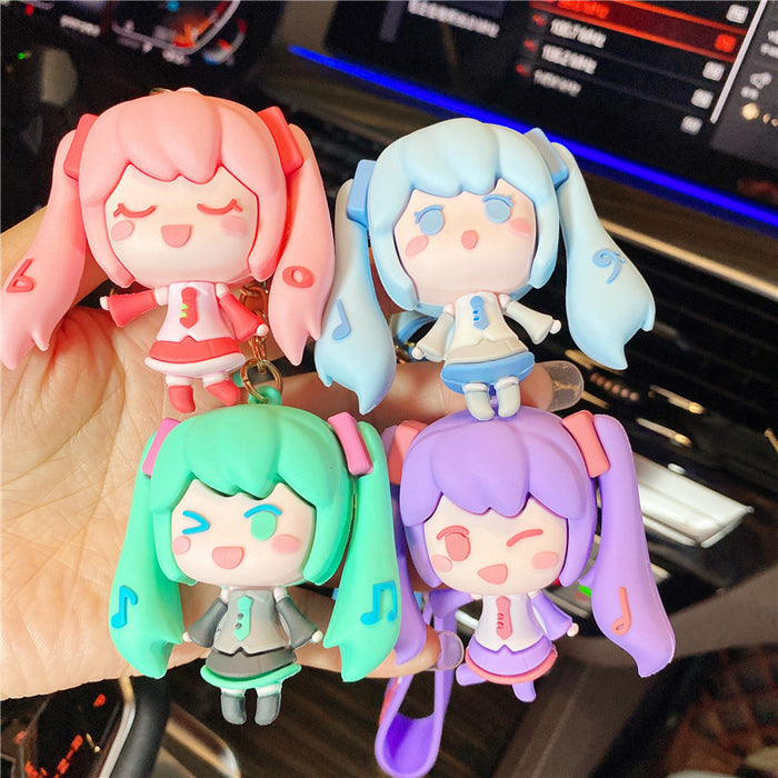 Wholesale PVC Cartoon Keychain Pendant Cute Pink Anime Figure Bag Charm Car Key Accessory