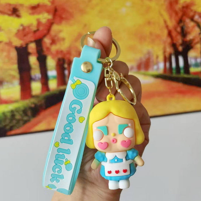 Wholesale Cute cartoon trendy schoolbag pendant keychain furry cute little monster