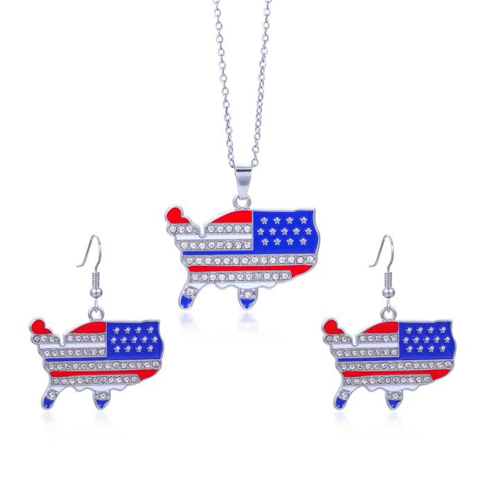 Wholesale Jewelry alloy diamond studded striped earrings necklace set