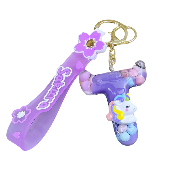 Wholesale Candy colored letter keychain, colorful beads, exquisite beans, cute student backpack pendant, gift