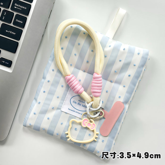 Wholesale Cute Cartoon Cat Phone Lanyard With Bag Charm Plastic Resin Double Clip Woven Wrist Strap Fashion Accessory For Girls Decorative Gift