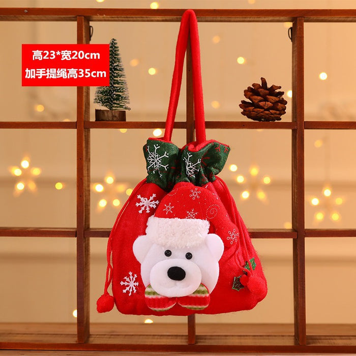 Wholesale Christmas Neck Gift Bag Happy Decal Flower Handbag Candy Bag Cartoon Children' s Handbag Apple Bag Gift Bag