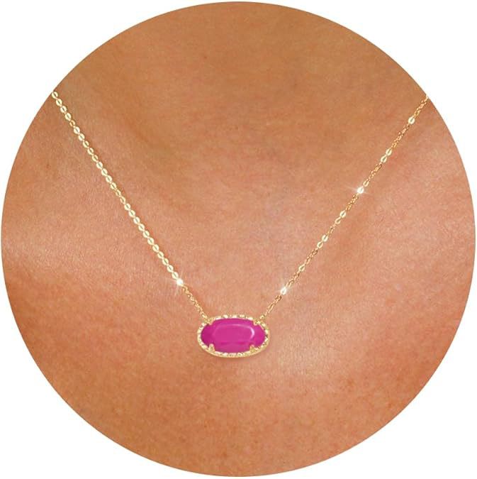 Wholesale Gilded exquisite pendant necklace, oval gemstone crystal, light luxury item