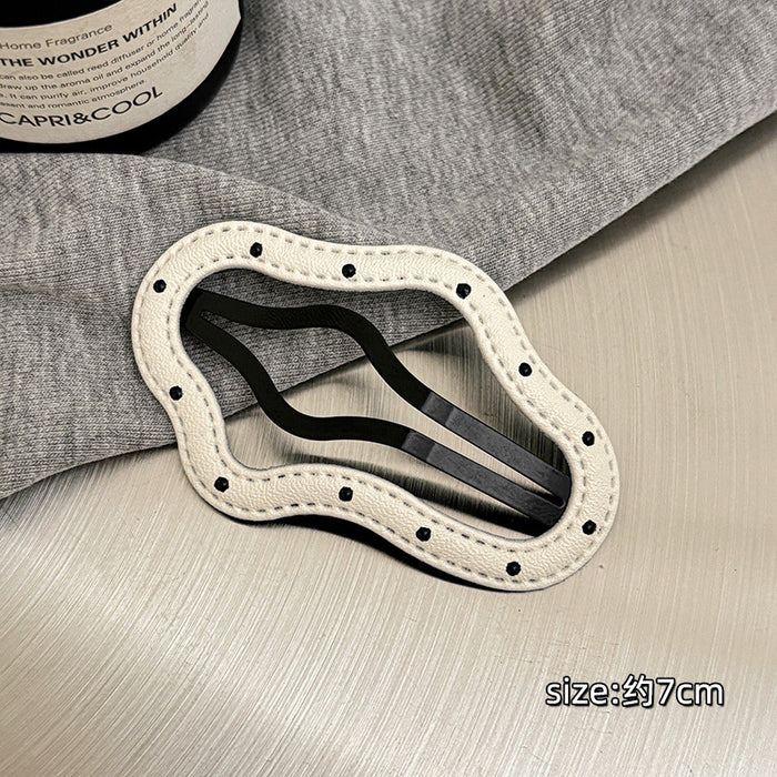 Wholesale Wave point leather hair clip with broken hair on the forehead, bangs clip, simple edge clip, hair clip headband