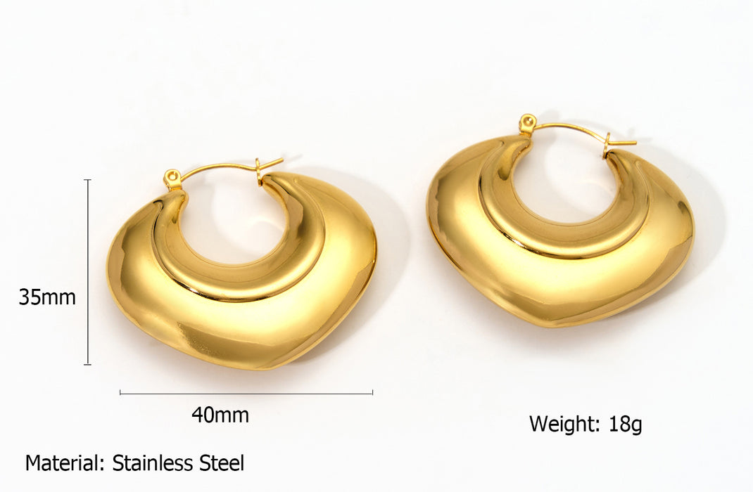 Wholesale Peach heart stainless steel hollow earrings with fashionable temperament, geometric smooth surface earrings, color preservation electroplating