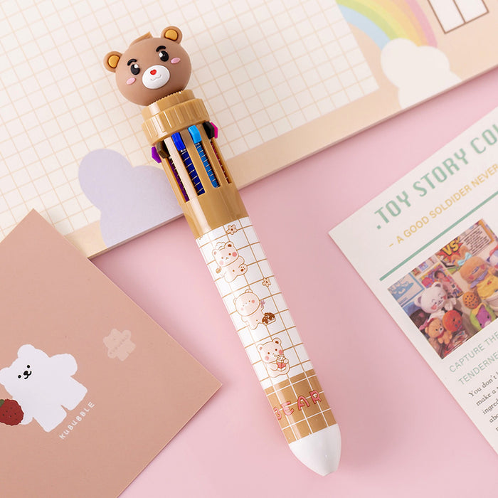 Wholesale Ballpoint pen cartoon milk fat cute bear creative multi-color hand account pen pressing color pen multi-color pen