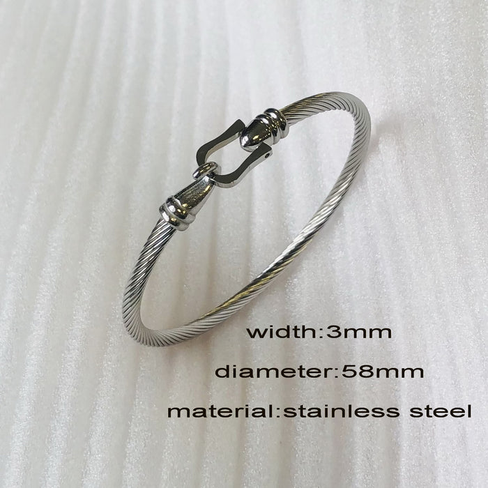 Wholesale Personalized Wire Rope Horseshoe Buckle Titanium Steel Bracelet JDC-BT-Xuel007