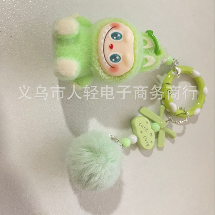 Wholesale Cute Sitting Posture Flocking Bag Keychain Decorative Pendant Mobile Phone Chain