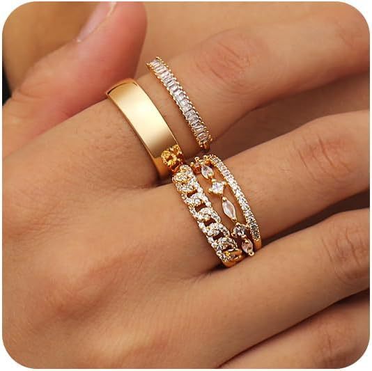 Wholesale Alloy Fashion Simple Zircon Five-piece Rings JDC-RS-Hanyi001