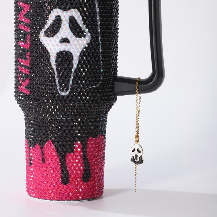 Wholesale 304 Stainless Steel  Pumpkin Face Rhinestone Vacuum Insulated Cup 40oz