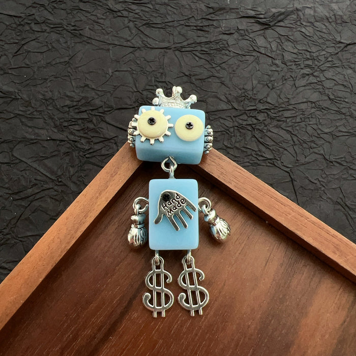 Wholesale Wooden Punk Robot Necklace DIY Accessories Pendants Keychain