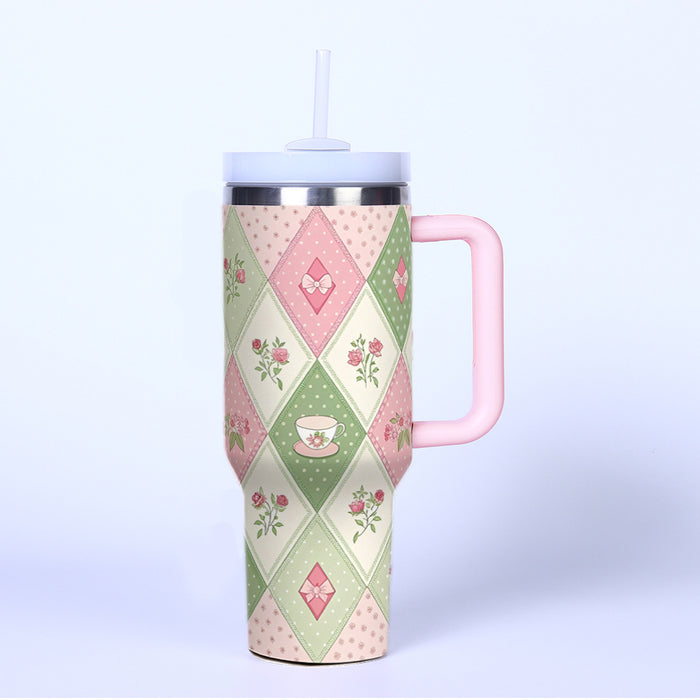 Wholesale Cross-Border 40oz Second Generation Car Cup Large Capacity Cup Cold Stainless Steel Thermos Cup Outdoor Cherry Strawberry Ice Cup