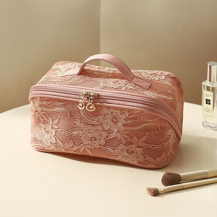 Wholesale Chinese Style Lace Mesh Makeup Bag Large Capacity Travel Toiletry Handbag