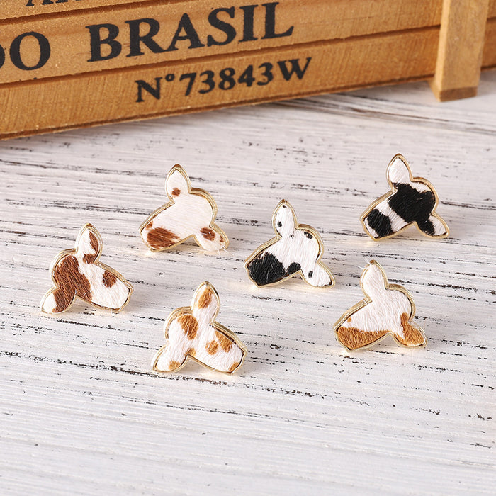 Wholesale Western-style Leopard-print Horse Fur Cow Head Earrings Ethnic-style Metal Base Earrings Earrings Gift