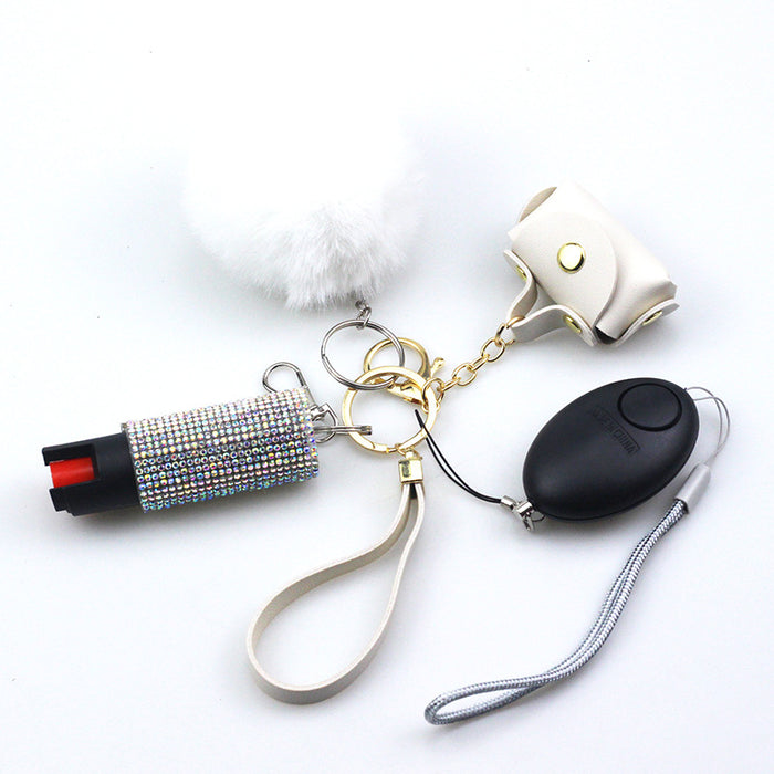 Wholesale Leather Ladies Bag Fur Ball Set of 4 Keychains JDC-KC-CanWu010