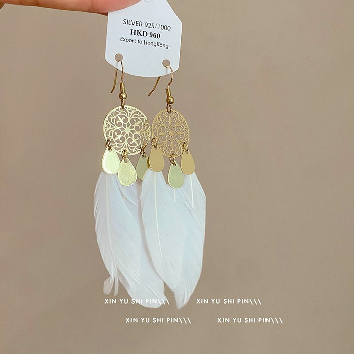 Wholesale Vintage beaded tassel earrings, niche, atmospheric, fashionable, exaggerated earrings, long earrings for women