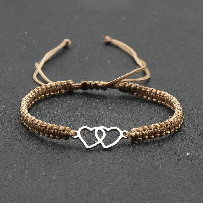 Wholesale New Stainless Steel Double Love Bracelet Couple Hand Rope Hand Woven Adjustable Red Rope Bracelet Friendship Handpiece JDC-BT-SX008