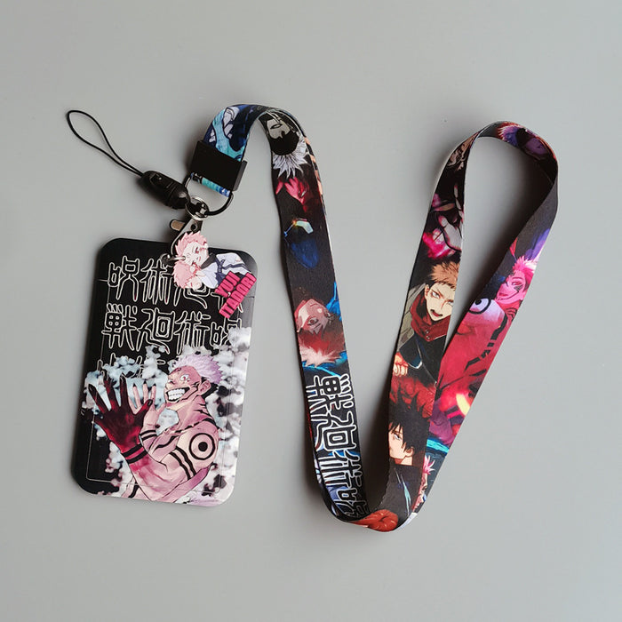 Wholesale 10pcs Anime Bus Card Holder Hard Mobile Phone Lanyard Keychain